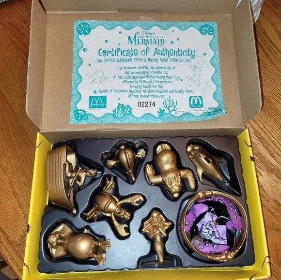 McDonalds 1997 Little Mermaid Golden Toy Set NEW IN BOX! - Picture 3 of 16